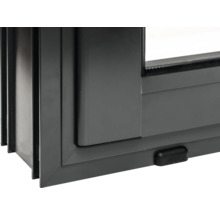 Detailansicht eines grauen Kunststofffensters