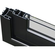 Detailansicht eines Fensterrahmens aus Aluminium