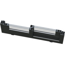 Querschnitt einer schwarzen Aluminium-Schiebetür mit Glasfüllung