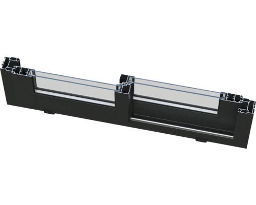 Querschnitt einer schwarzen Aluminium-Schiebetür mit Glasfüllung