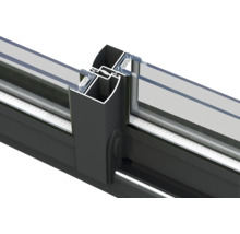 Detailansicht eines Aluminium-Schiebefensterrahmens