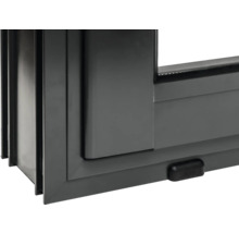 Detailansicht eines grauen Schiebefensters