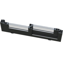 Querschnitt eines schwarzen Schiebefensters mit Doppelverglasung