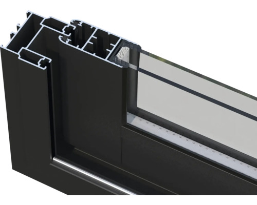 Detailansicht eines Fensterprofils mit Rahmen und Verglasung