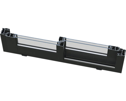 Querschnitt eines Aluminium-Schiebefensters mit Doppelverglasung