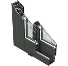 Querschnitt eines Aluminiumfensters mit Isolierverglasung