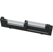 Schnittansicht eines schwarzen Aluminium-Schiebefensters mit Glas