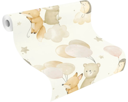 Tapetenrolle mit Waldtiermotiven und Ballons