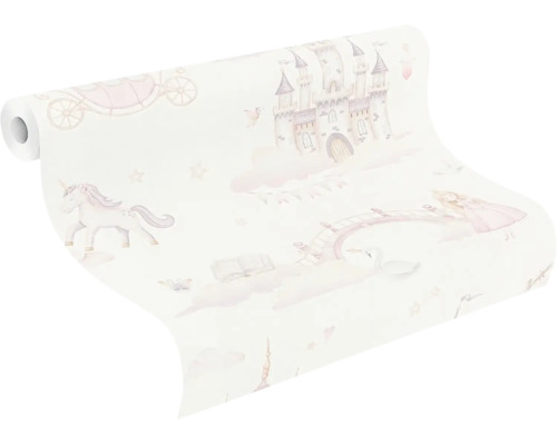 Tapetenrolle mit Einhorn-, Schloss- und Märchenmotiven