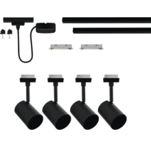 Schienensystem mit vier Strahlern, Einspeisung und Verbindern