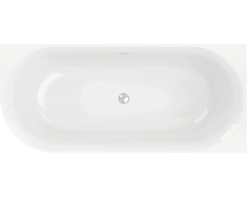 Aufnahme von oben einer Badewanne mit Abfluss