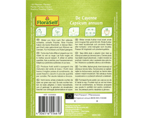 De Cayenne Capsicum annuum Produktinformationen