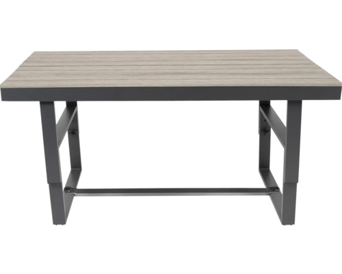 Gartentisch mit Tischplatte aus Holzlatten und Metallgestell