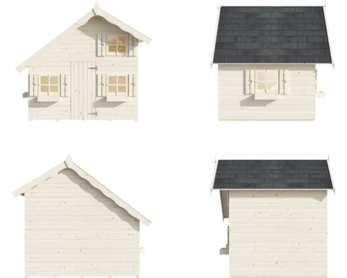 Mehransicht eines Gartenhauses aus Holz