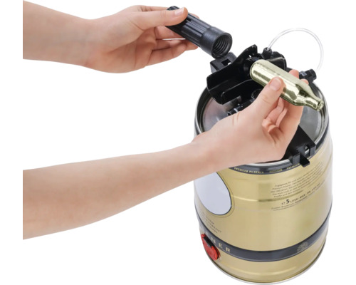 Installation eines CO2-Zylinders und Zapfhahns an einem 5-Liter-Bierfass