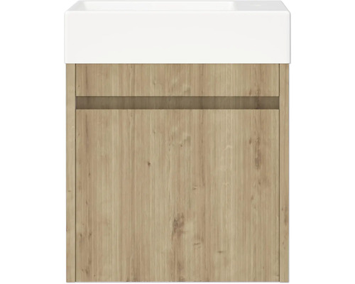 Waschtischunterschrank mit Holzdekor und einem Waschbecken