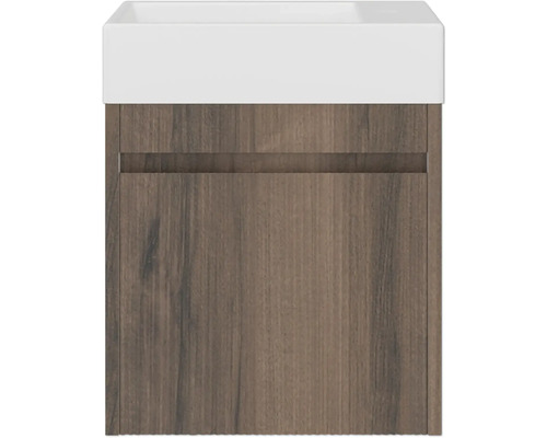 Waschtischunterschrank mit Schublade und weißem Waschbecken