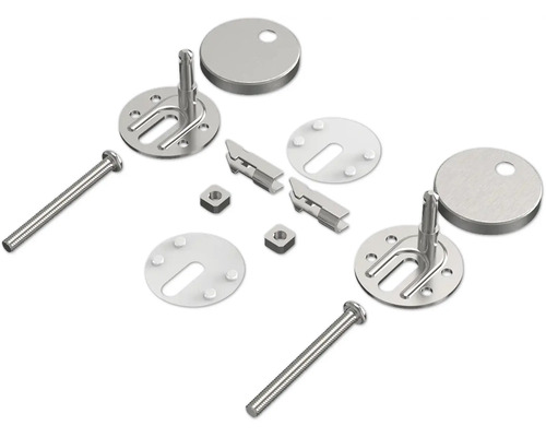 Einzelne WC-Sitz-Befestigungsteile aus Metall