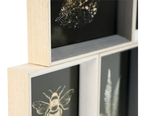 Dekoratives Wandbild mit Pflanzenmotiven und Holzrahmen