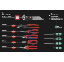 Sortiment verschiedener Handwerkzeuge, darunter Inbusschlüssel, Zangen und Schraubendreher