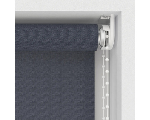 Dunkelgraues Seitenzugrollo im Detail