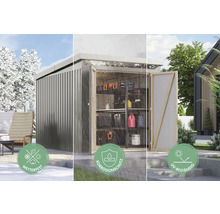 Gartenschrank aus Metall mit den Eigenschaften: wetterfest, Korrosionsschutz, UV-beständig