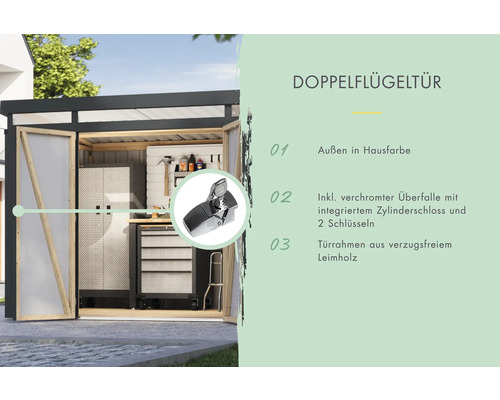 Doppelflügeltür mit Chromschloss und zwei Schlüsseln