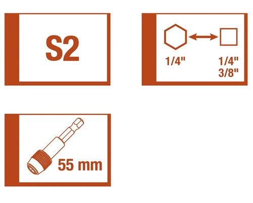 Informationen zum Schraubendreherbit S2, 1/4 Zoll und 55 mm Länge