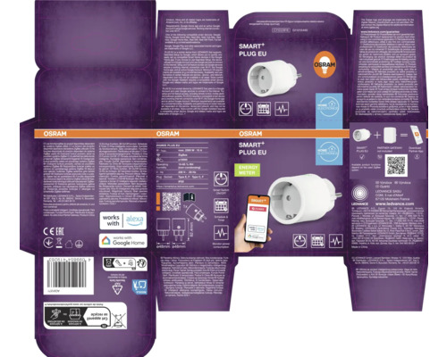 Verpackung eines Osram Smart Plus EU Zigbee Zwischensteckers mit Energiezähler