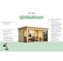 Gartenhaus aus Holz mit Aluminiumschiebetür und Pultdach