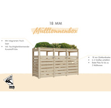 Mülltonnenbox aus Holz mit integriertem Hochbeet für bis zu drei Mülltonnen