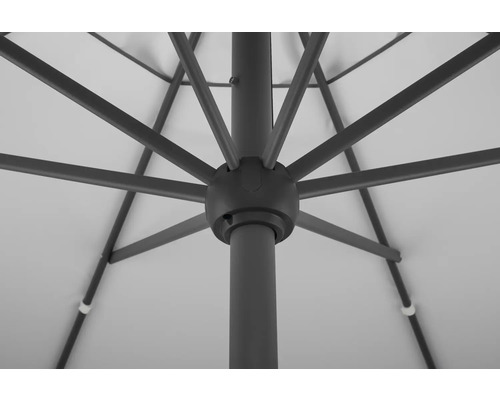 Detailaufnahme des Gestells eines Sonnenschirms