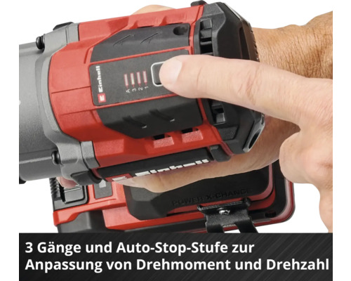 Einhell Akku-Schlagschrauber mit Drehzahlregelung durch drei Gänge und Auto-Stop-Funktion