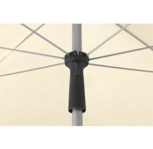 Detailansicht eines Sonnenschirms mit Streben, Mast und Kurbelmechanismus