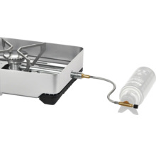 Campingkocher mit Gaskartusche und Anschluss