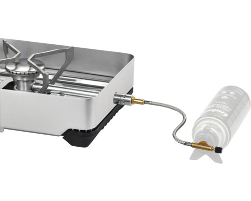 Campingkocher mit Gaskartusche und Anschluss