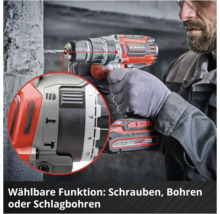 Einhell Akku-Schlagbohrschrauber im Einsatz beim Bohren in eine Wand