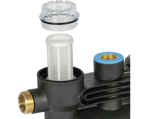 Wasserfilter mit durchsichtigem Deckel und Filtereinsatz