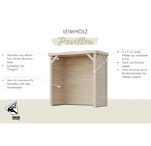 Holzpavillon mit Flachdach und Seitenwänden