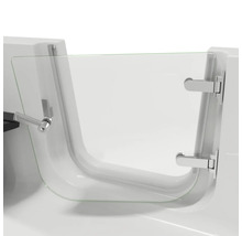 Badewannenaufsatz aus Glas mit Griff