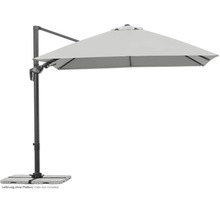 Freiarm-Sonnenschirm mit grauem Schirmtuch und Stahlgestell