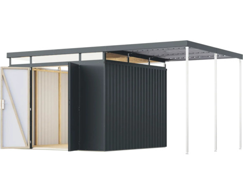 Offener Geräteschuppen mit angrenzendem Unterstand