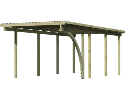 Holzunterstand mit Pfosten und Dach