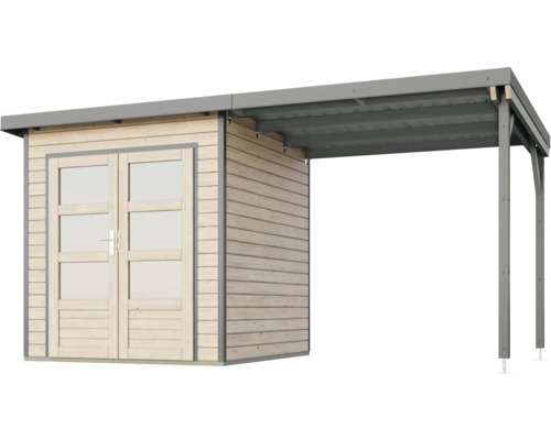 Holzgartenhaus mit Doppeltür und Überdachung