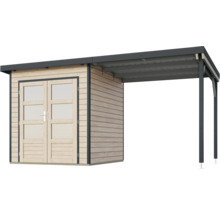 Holzgartenhaus mit Carportanbau