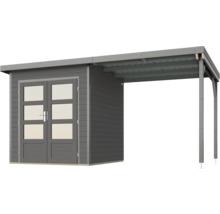 Holzgartenhaus mit Doppeltür und überdachtem Bereich