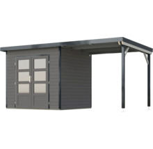 Gartenhaus mit Doppeltür und Carport aus Holz