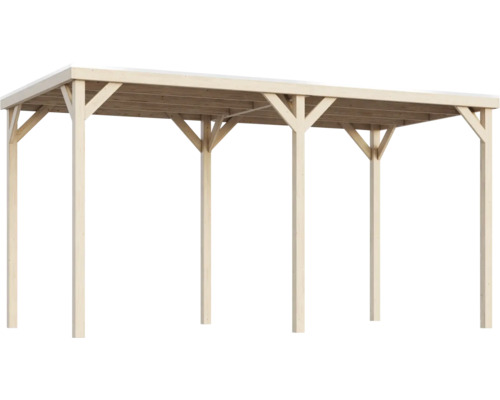 Holz Carport mit rechteckiger Dachkonstruktion und stabilen Pfosten