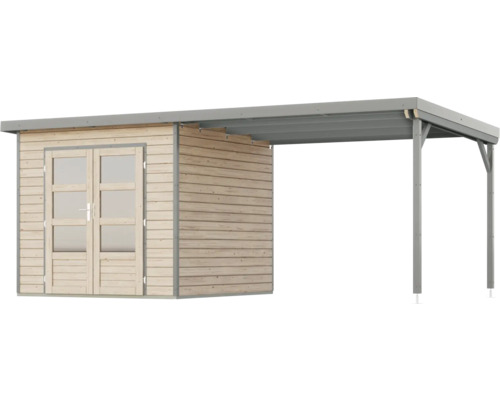 Holzgartenhaus mit integriertem Carport