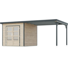 Holzgartenhaus mit Carportanbau